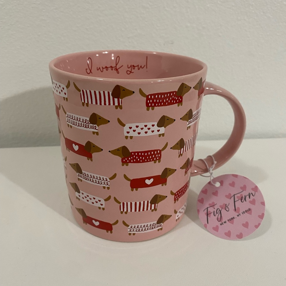 💕💖🆕 NWT VALENTINE COFFEE MUG DASCHUND DOGS